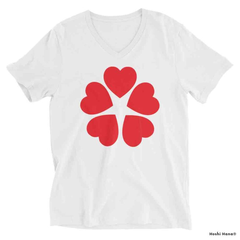 2026_5_29_Hoshi Hana LOGO_VNECKTSHIRTS_MOCS_unisex-v-neck-tee-white-front